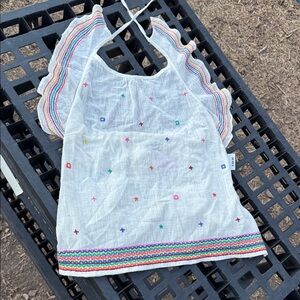 Banjara ivory rainbow embroidered halter top